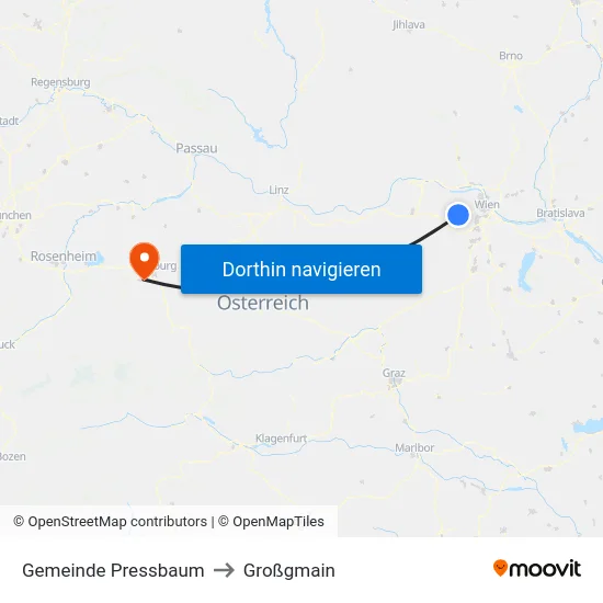 Gemeinde Pressbaum to Großgmain map