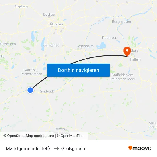 Marktgemeinde Telfs to Großgmain map