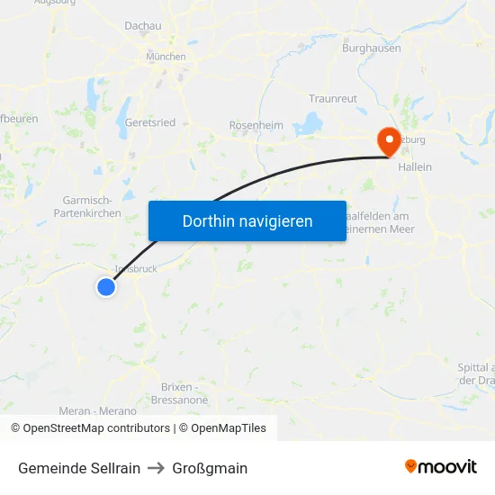 Gemeinde Sellrain to Großgmain map