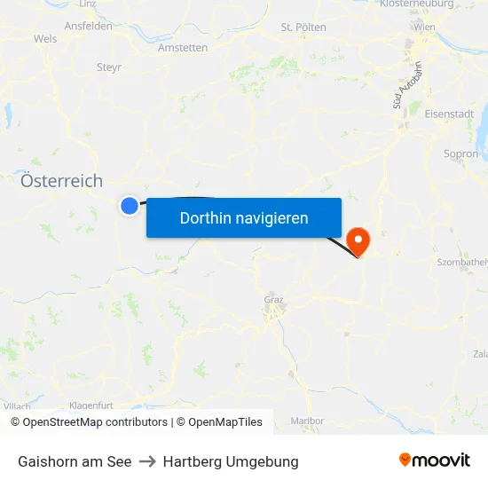 Gaishorn am See to Hartberg Umgebung map
