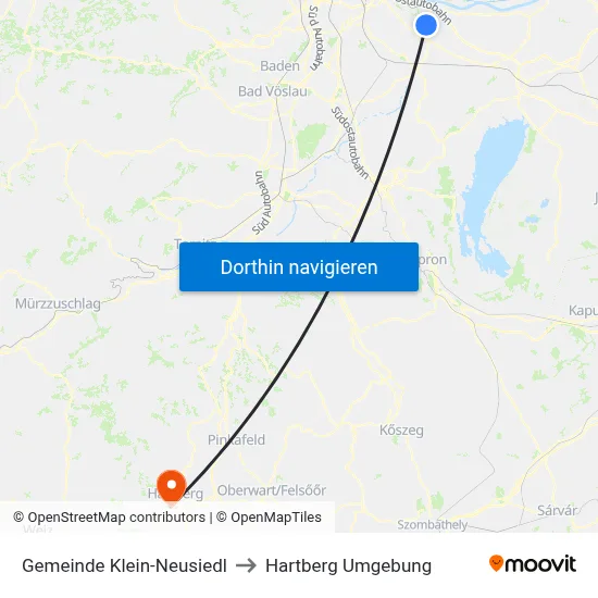 Gemeinde Klein-Neusiedl to Hartberg Umgebung map