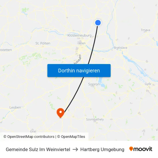Gemeinde Sulz Im Weinviertel to Hartberg Umgebung map