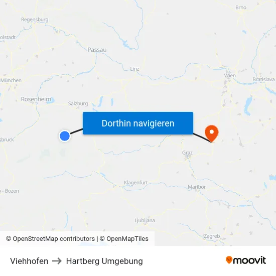 Viehhofen to Hartberg Umgebung map