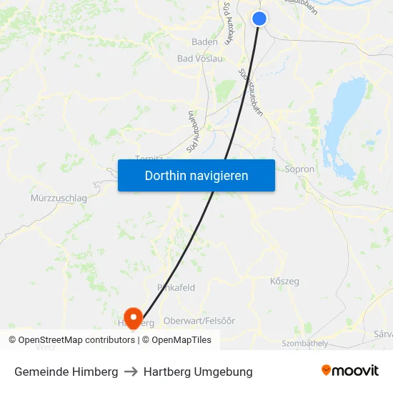 Gemeinde Himberg to Hartberg Umgebung map
