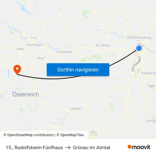 15., Rudolfsheim-Fünfhaus to Grünau Im Almtal map