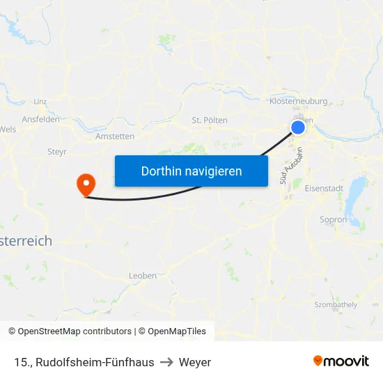 15., Rudolfsheim-Fünfhaus to Weyer map
