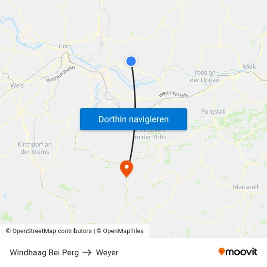 Windhaag Bei Perg to Weyer map