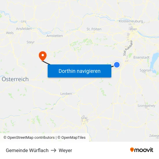 Gemeinde Würflach to Weyer map