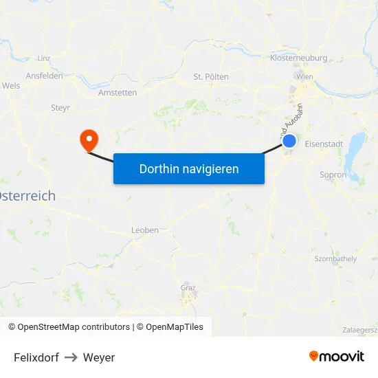 Felixdorf to Weyer map