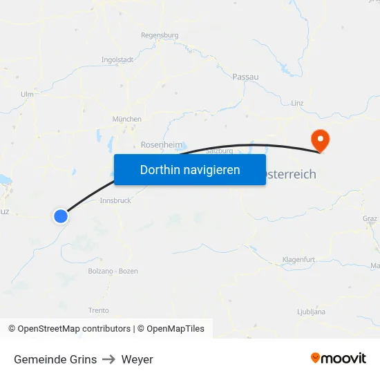 Gemeinde Grins to Weyer map