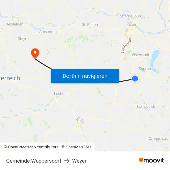 Gemeinde Weppersdorf to Weyer map