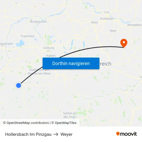 Hollersbach Im Pinzgau to Weyer map