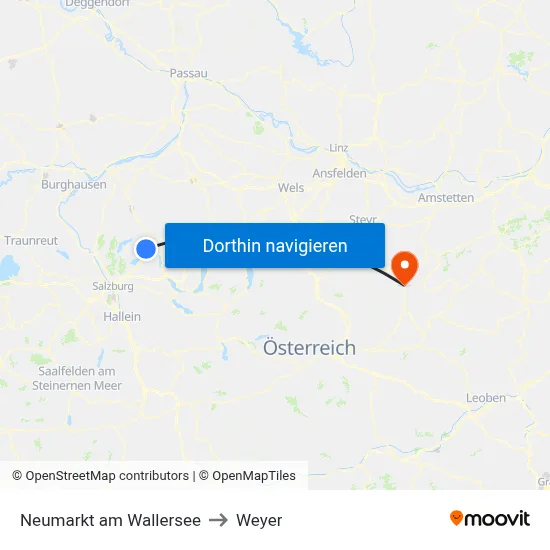 Neumarkt am Wallersee to Weyer map