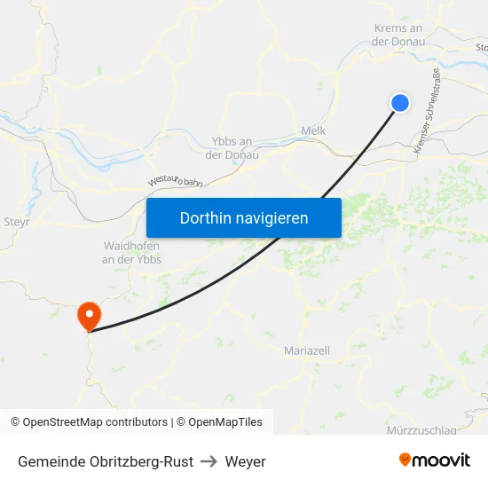 Gemeinde Obritzberg-Rust to Weyer map