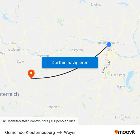 Gemeinde Klosterneuburg to Weyer map