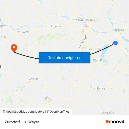Zurndorf to Weyer map