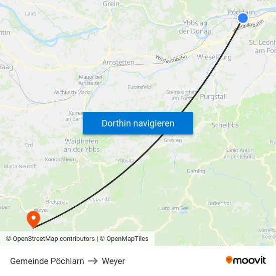 Gemeinde Pöchlarn to Weyer map