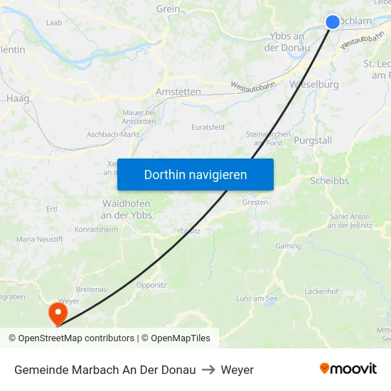 Gemeinde Marbach An Der Donau to Weyer map