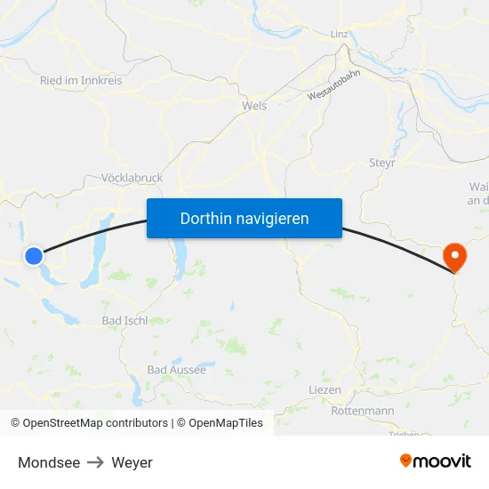 Mondsee to Weyer map
