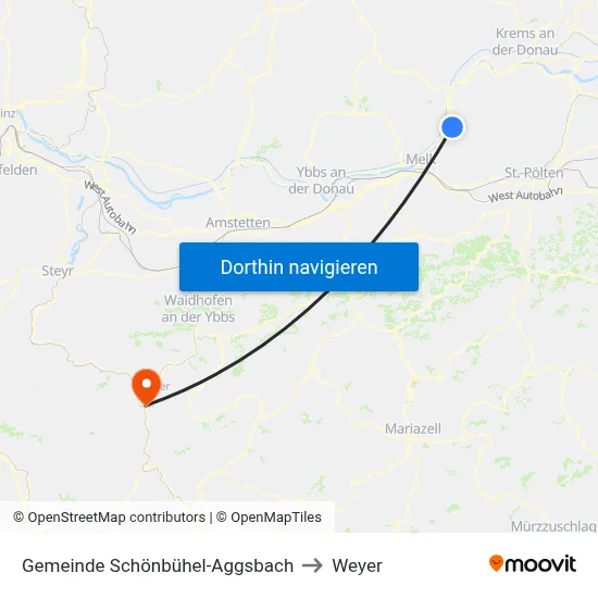 Gemeinde Schönbühel-Aggsbach to Weyer map