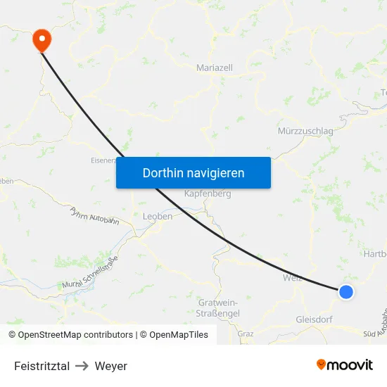 Feistritztal to Weyer map
