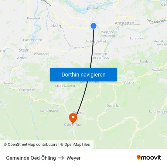 Gemeinde Oed-Öhling to Weyer map