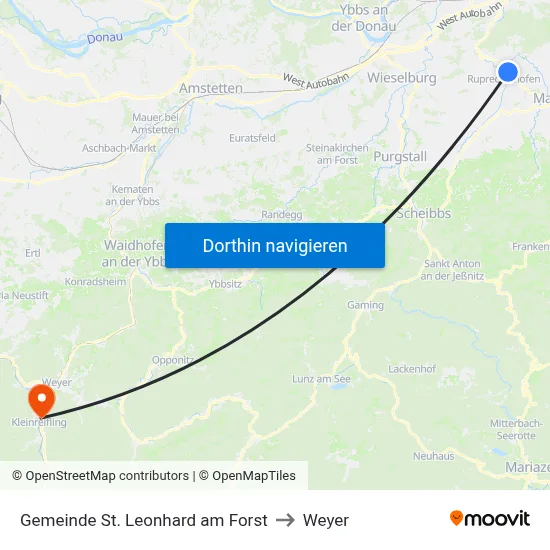 Gemeinde St. Leonhard am Forst to Weyer map