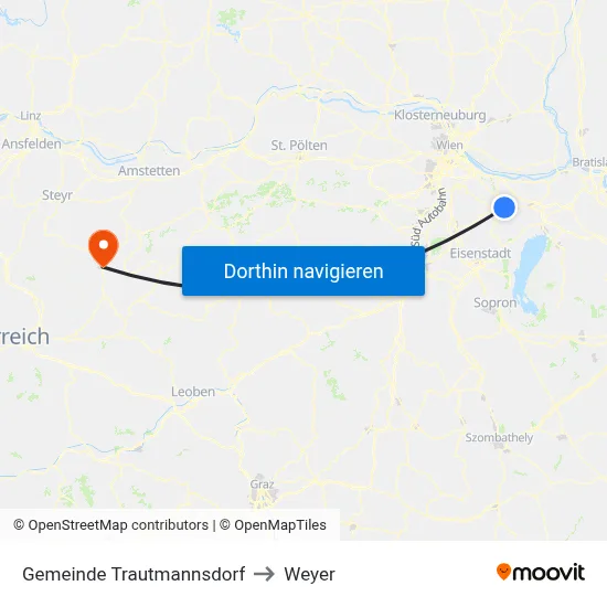 Gemeinde Trautmannsdorf to Weyer map