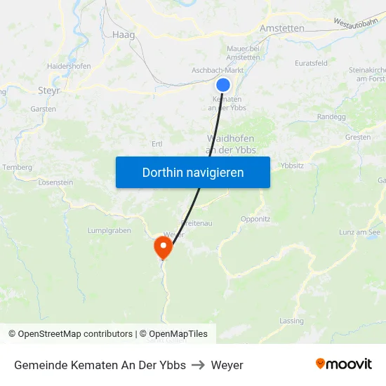 Gemeinde Kematen An Der Ybbs to Weyer map