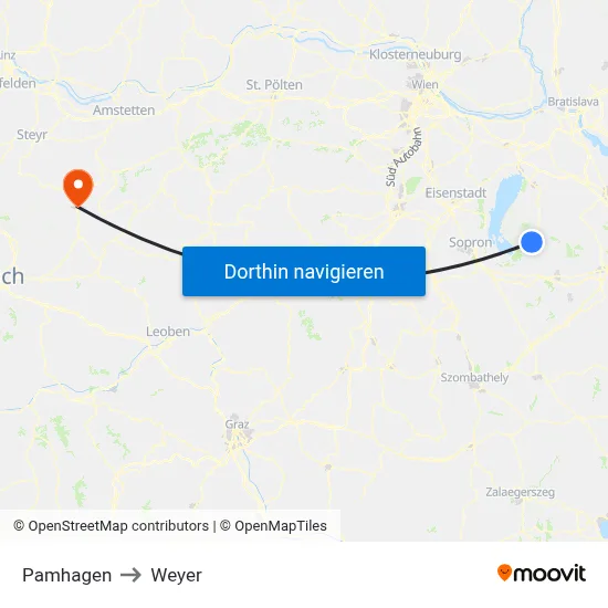 Pamhagen to Weyer map