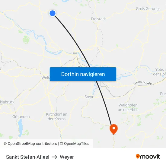 Sankt Stefan-Afiesl to Weyer map