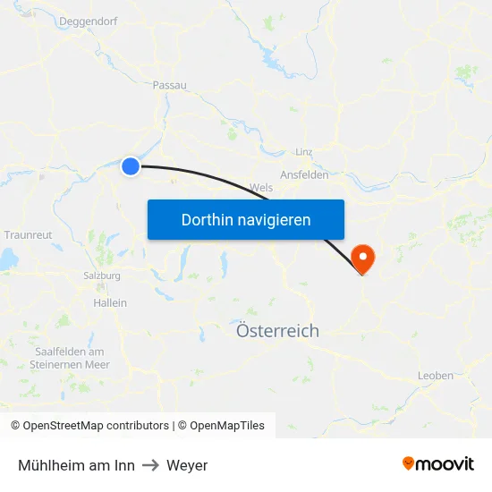 Mühlheim am Inn to Weyer map
