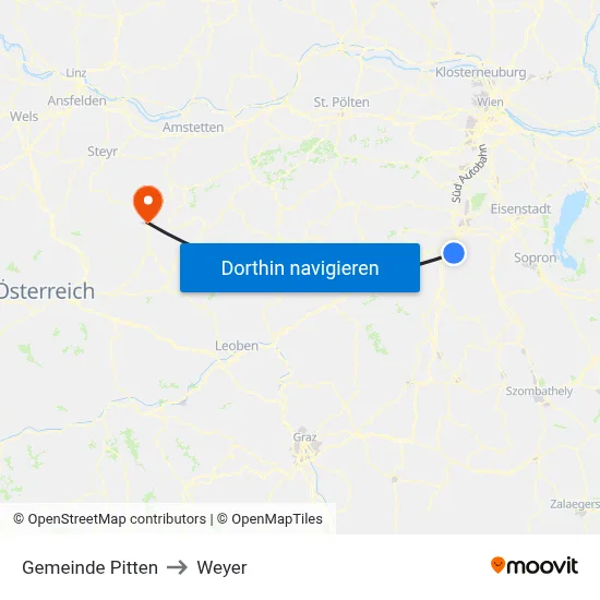 Gemeinde Pitten to Weyer map