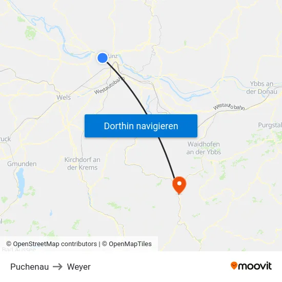 Puchenau to Weyer map