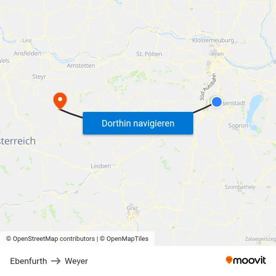 Ebenfurth to Weyer map