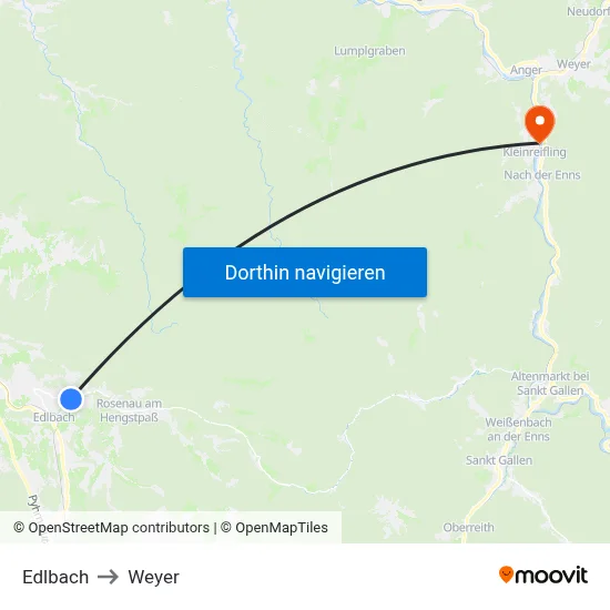 Edlbach to Weyer map