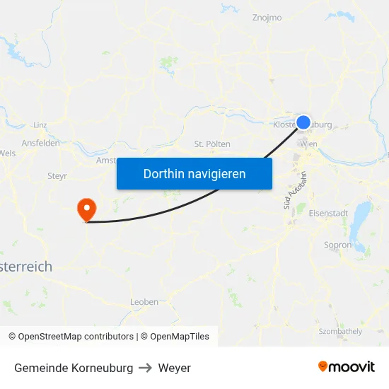 Gemeinde Korneuburg to Weyer map