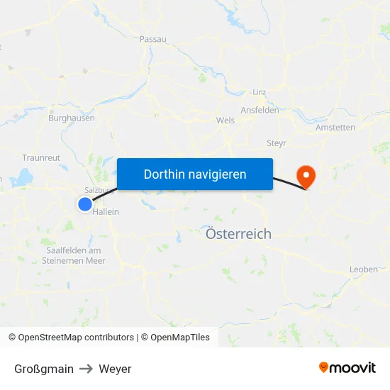 Großgmain to Weyer map