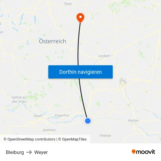 Bleiburg to Weyer map