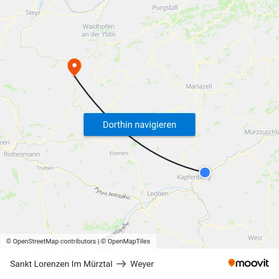 Sankt Lorenzen Im Mürztal to Weyer map