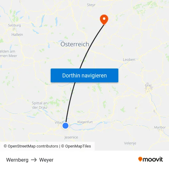 Wernberg to Weyer map