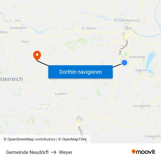 Gemeinde Neudörfl to Weyer map