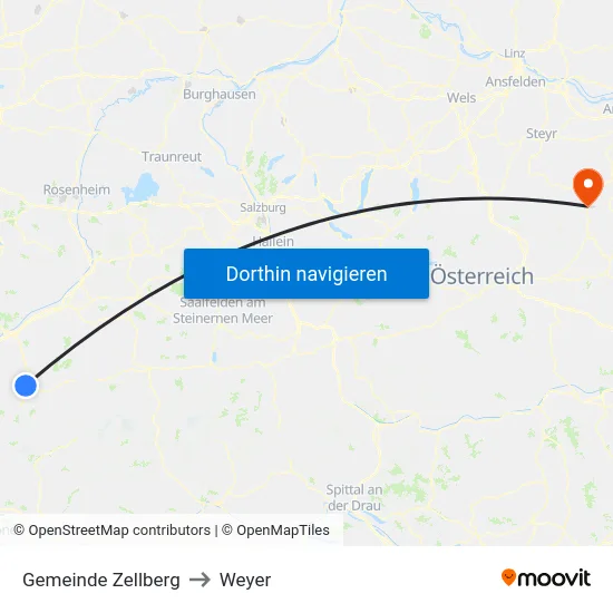 Gemeinde Zellberg to Weyer map