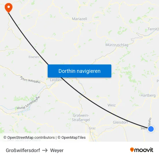 Großwilfersdorf to Weyer map