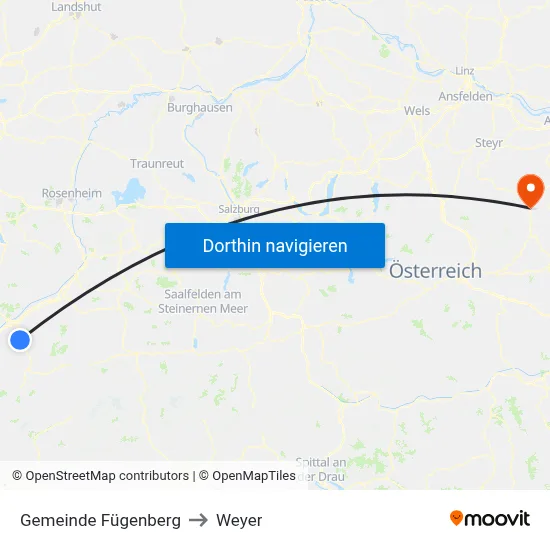 Gemeinde Fügenberg to Weyer map