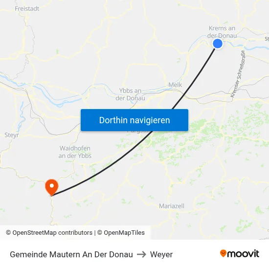 Gemeinde Mautern An Der Donau to Weyer map