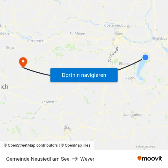Gemeinde Neusiedl am See to Weyer map
