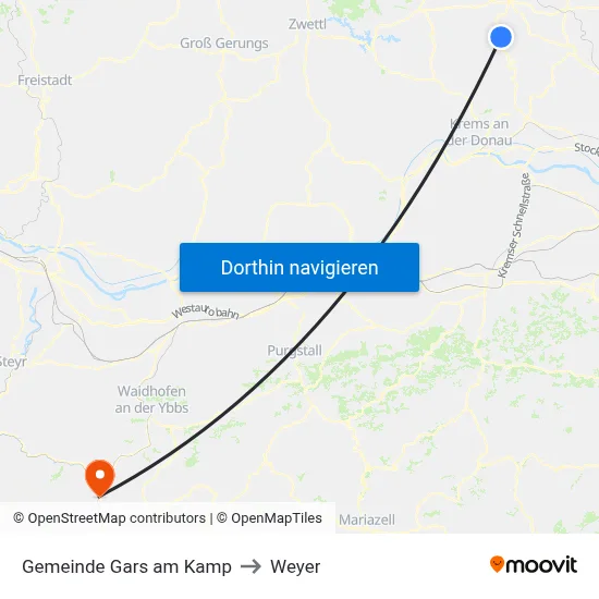 Gemeinde Gars am Kamp to Weyer map