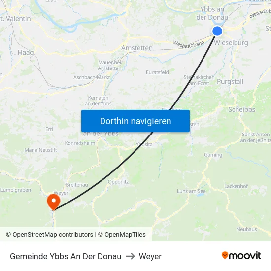 Gemeinde Ybbs An Der Donau to Weyer map
