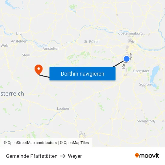 Gemeinde Pfaffstätten to Weyer map